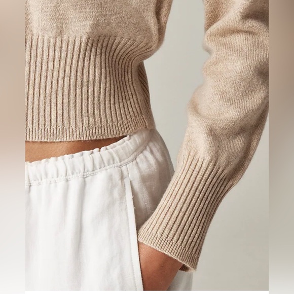 J. Crew Women's Cashmere Shrunken Crewneck Sweater in Heather Stone Sz.  XS NEW - Picture 2 of 8